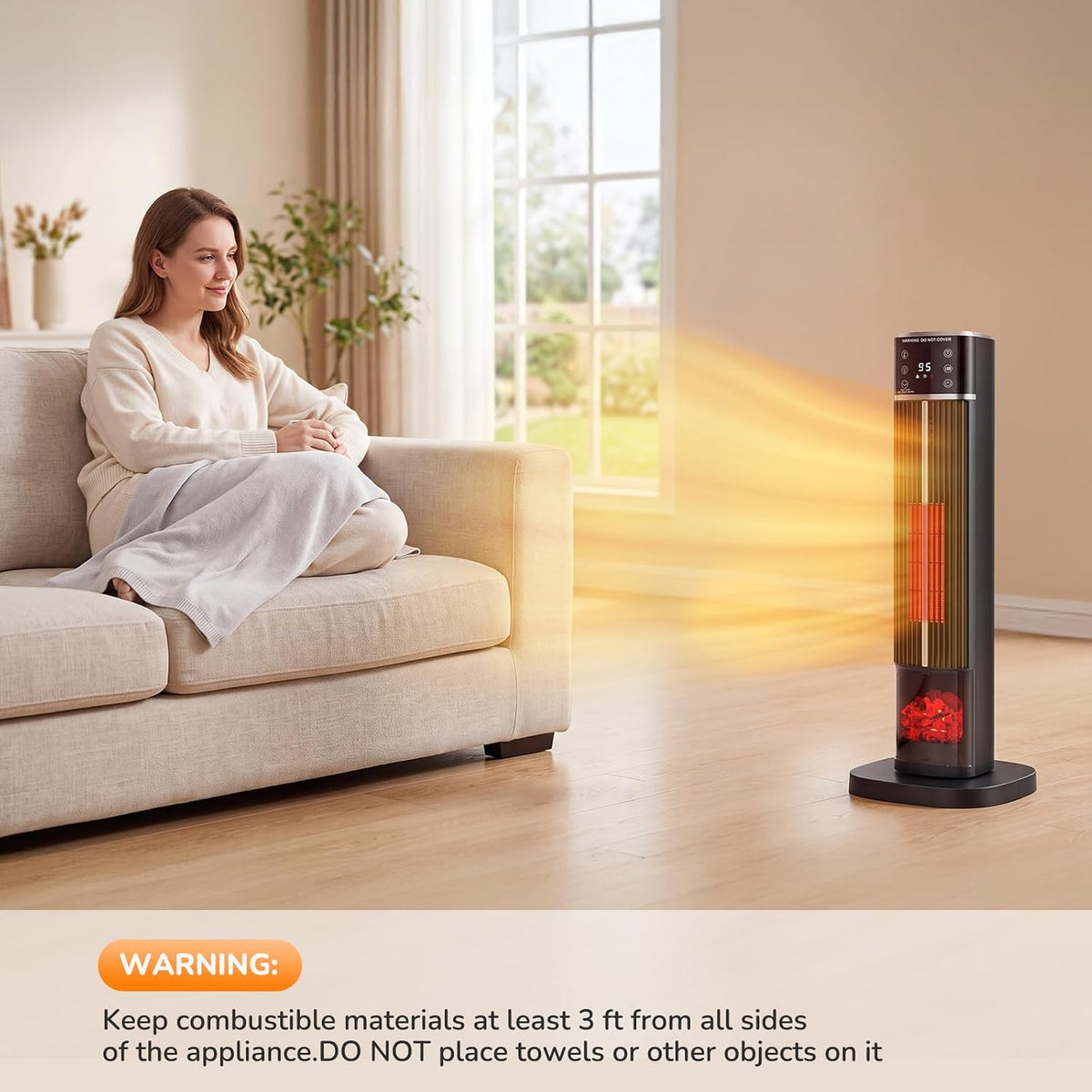 OLIXIS Space Heater for Indoor Use, Ceramic Tower Electric Heater 31.9"