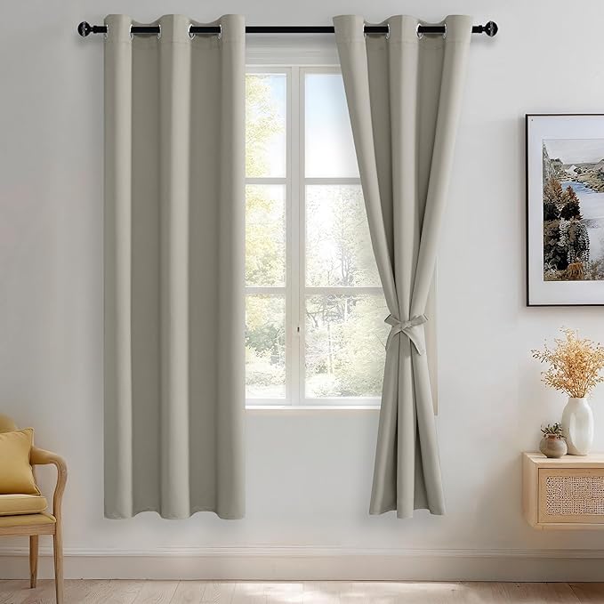 JIUZHEN Silver Grey Blackout Curtains