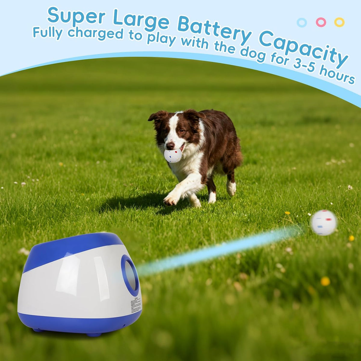 FAHKNS Automatic Ball Launcher for Large Dogs: 40/60/80FT Distance Dog Ball T...