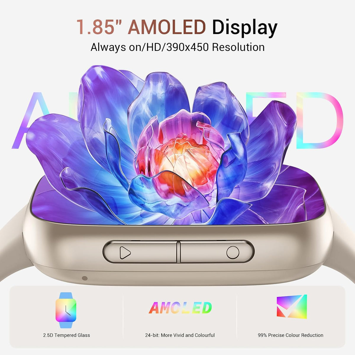 Smart Watch for Women/Men, Answer/Make Call, 1.85" AMOLED Always-On Screen