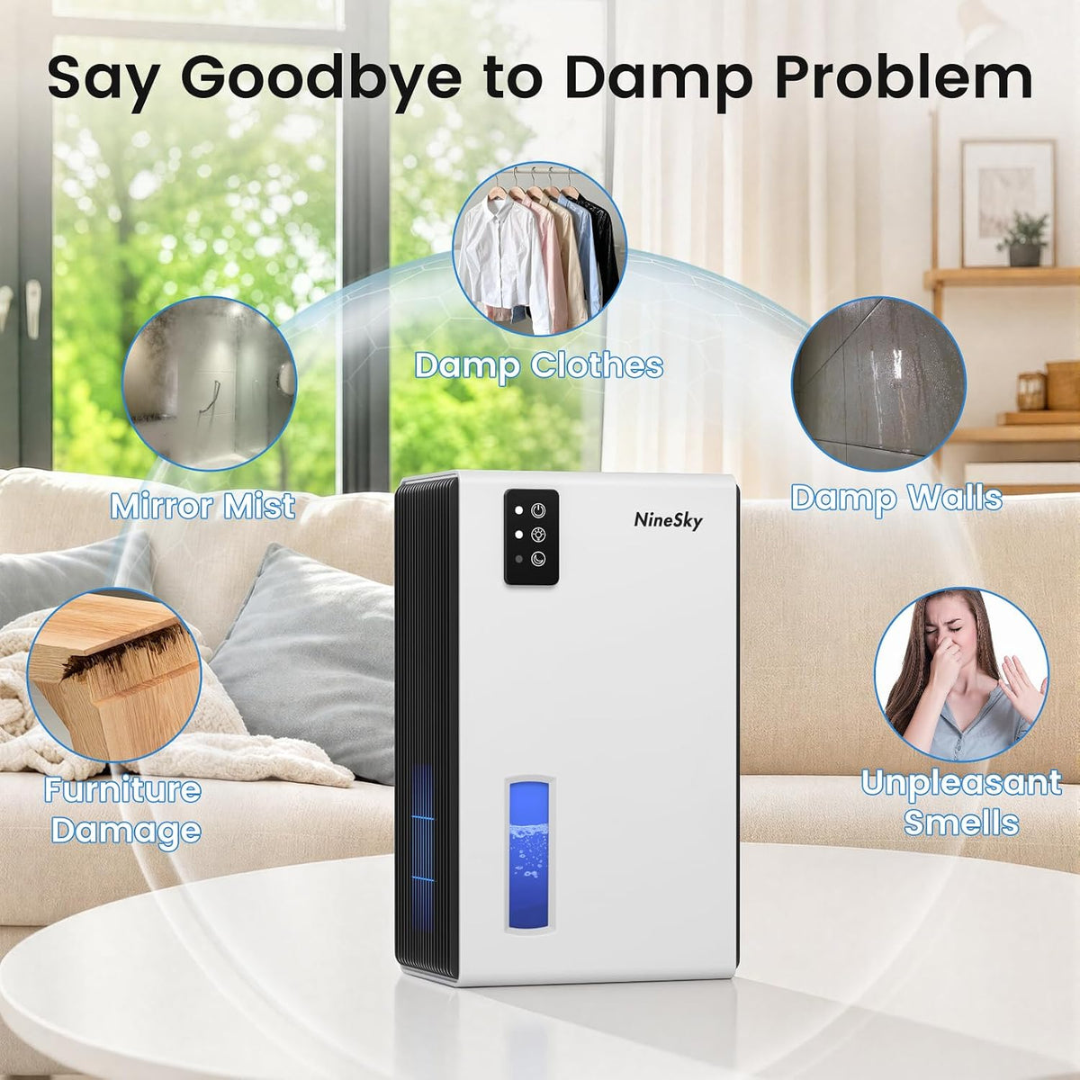 Dehumidifiers for Home, 1000 Sq Ft Dehumidifier with 95oz Tank Auto Shutoff