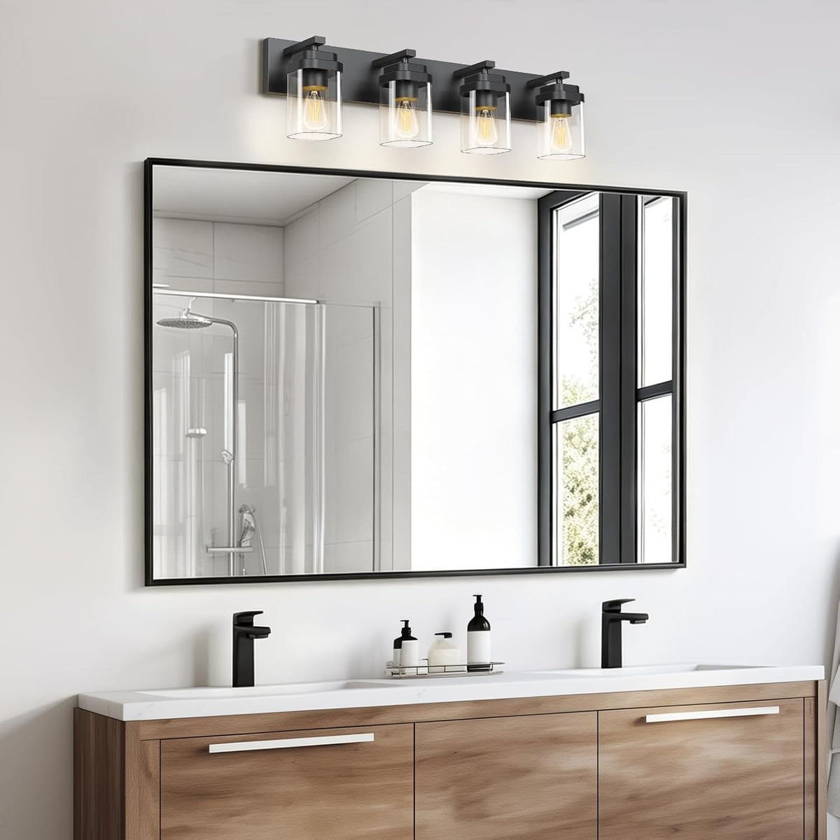 Black Bathroom Light Fixtures, 4 Lights Bathroom Lighting Fixtures Over Mirro...