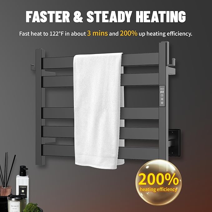 K&KALONZO Towel Warmer for Bathroom, Wall-Mounted 5-Bar Heated Towel Rack