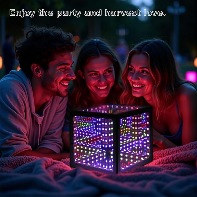 Heepulor Infinity Hyper Cube LED Table Lamp, Color-Changing Music-Sync