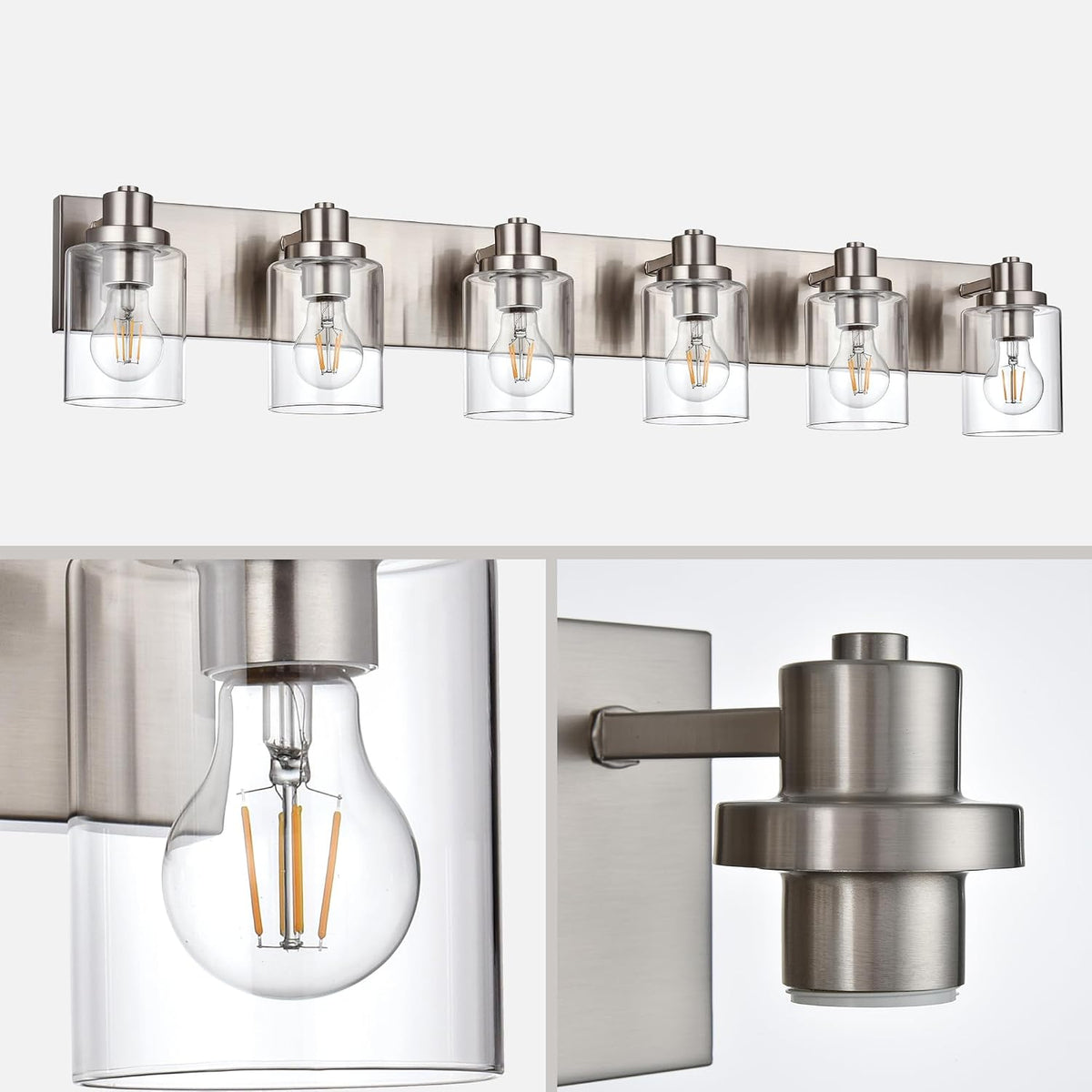 Brushed Nickel Vanity Light for Bathroom Light Fixture 6 Light