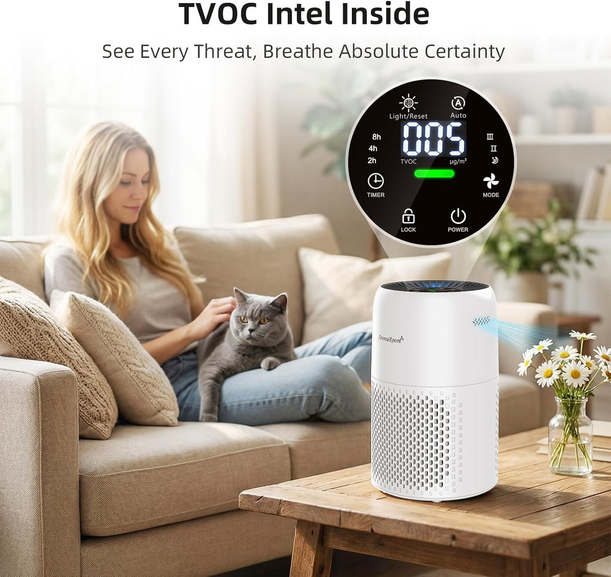 AromaRoom Pet Air Purifier with True HEPA, for Odors and Hair