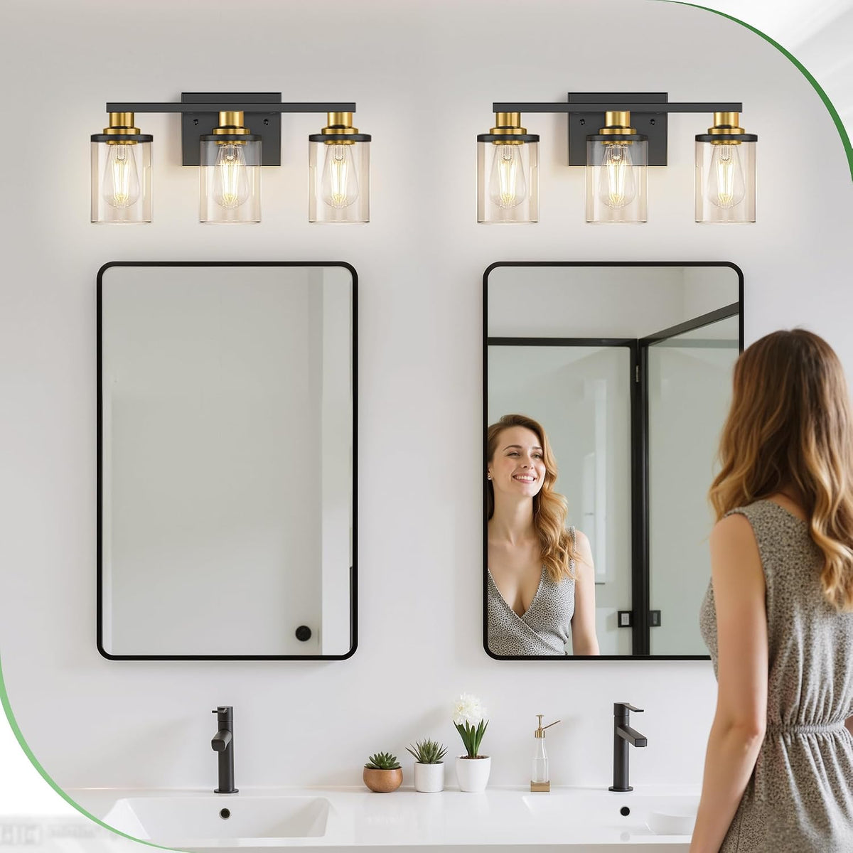 DORESshop Bathroom Light Fixtures Over Mirror, Black and Gold Vanity Lights