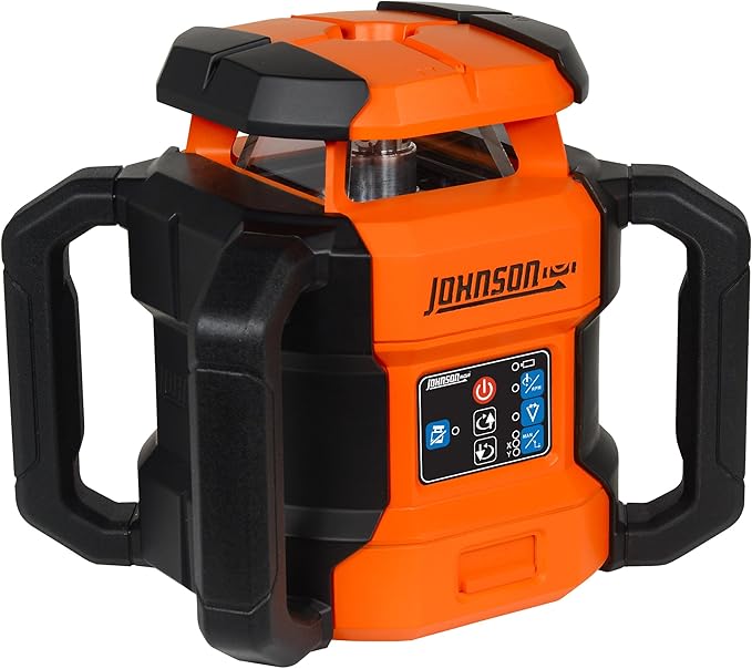 Johnson Level & Tool JRT300-RDHV-K Self-Leveling Red Dual Slope Rotary La...