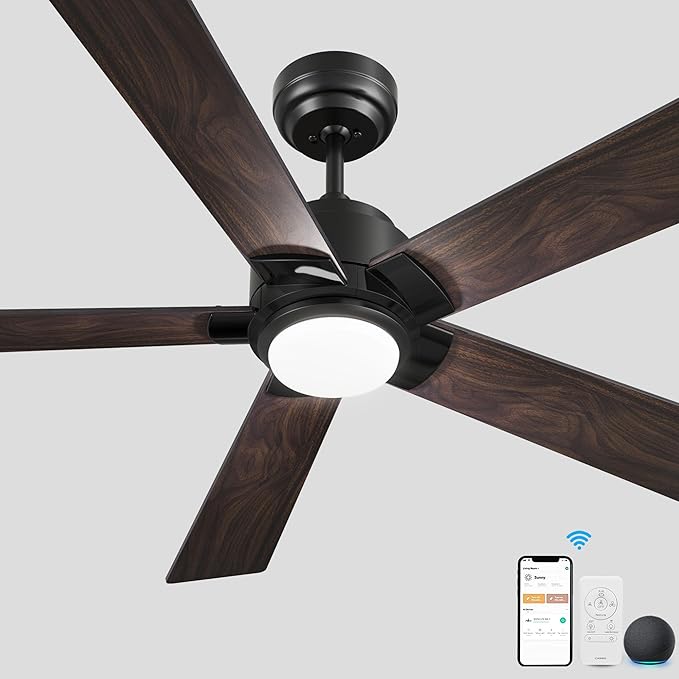SMAAIR Smart WiFi LED Ceiling Fan, 52inch Plywood Outdoor Smart Ceiling Fan
