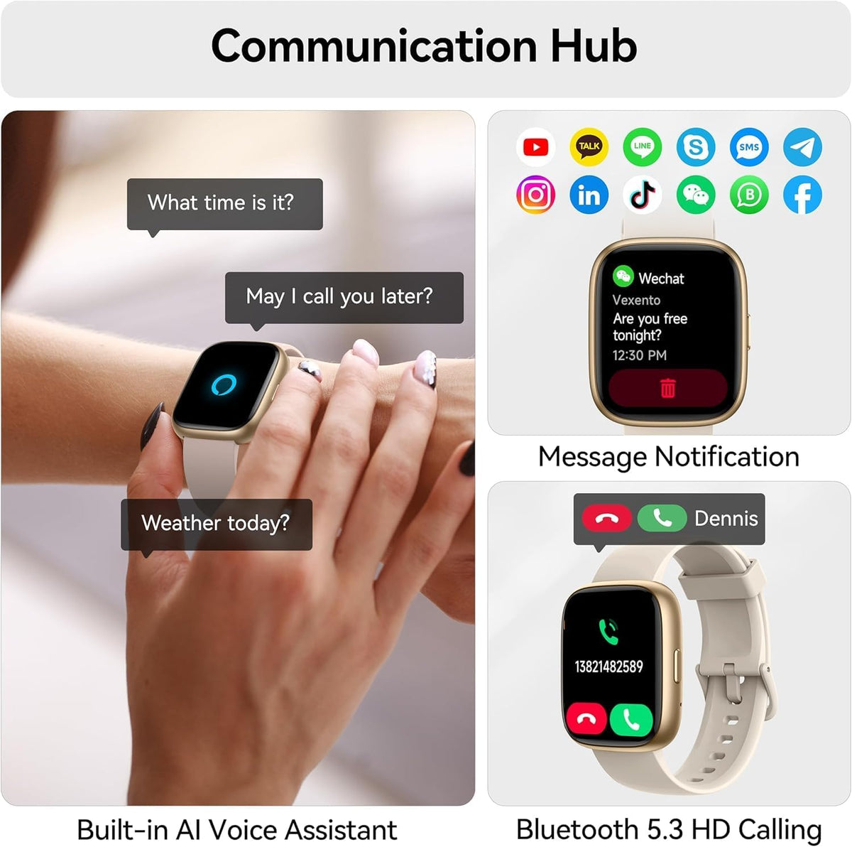 Smart Watch with Alexa Built-in, 1.83" HD Bluetooth Calling Fitness Tracker