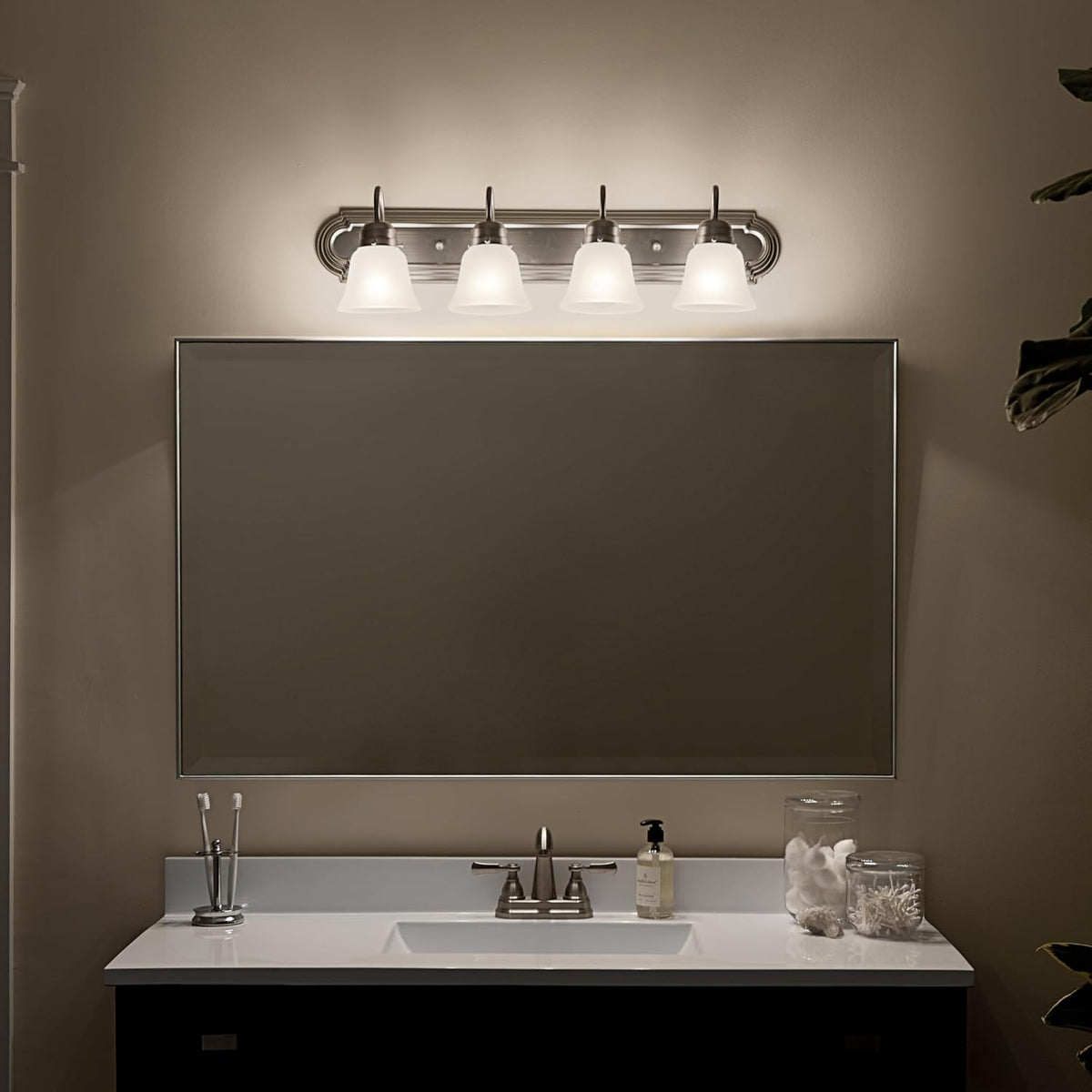 Kichler 4-Light Bathroom Vanity Light, Brushed Nickel