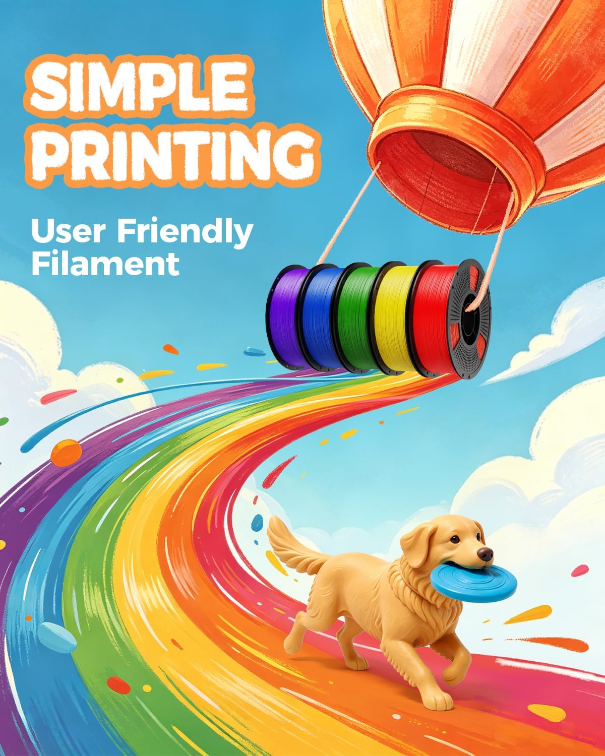 UJOY3D 8 Color Elite PLA+ 3D Printer Filament Bundle, 2kg Multicolor Pack