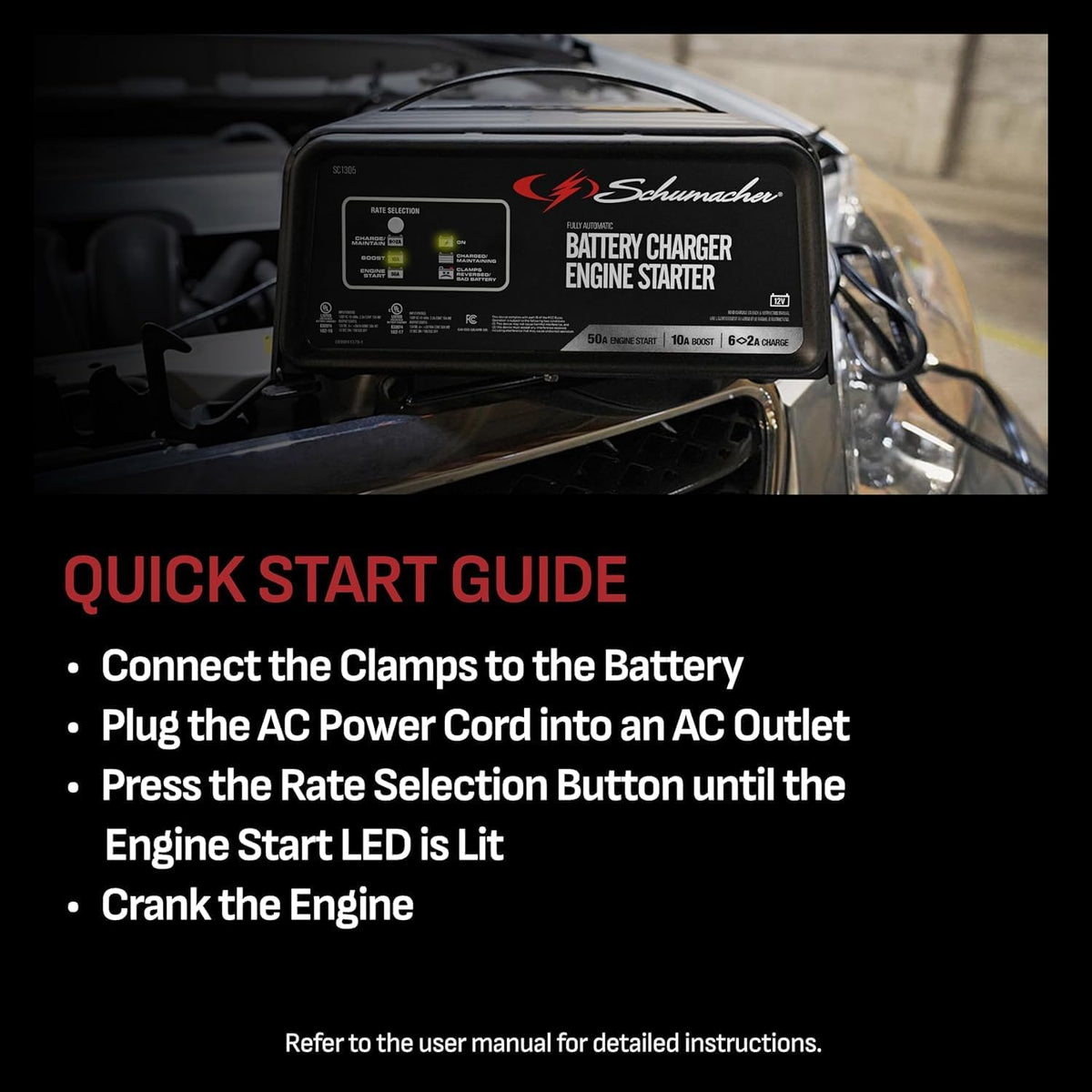Schumacher Electric 6A Car Battery Charger & Maintainer, 12V – SC1305