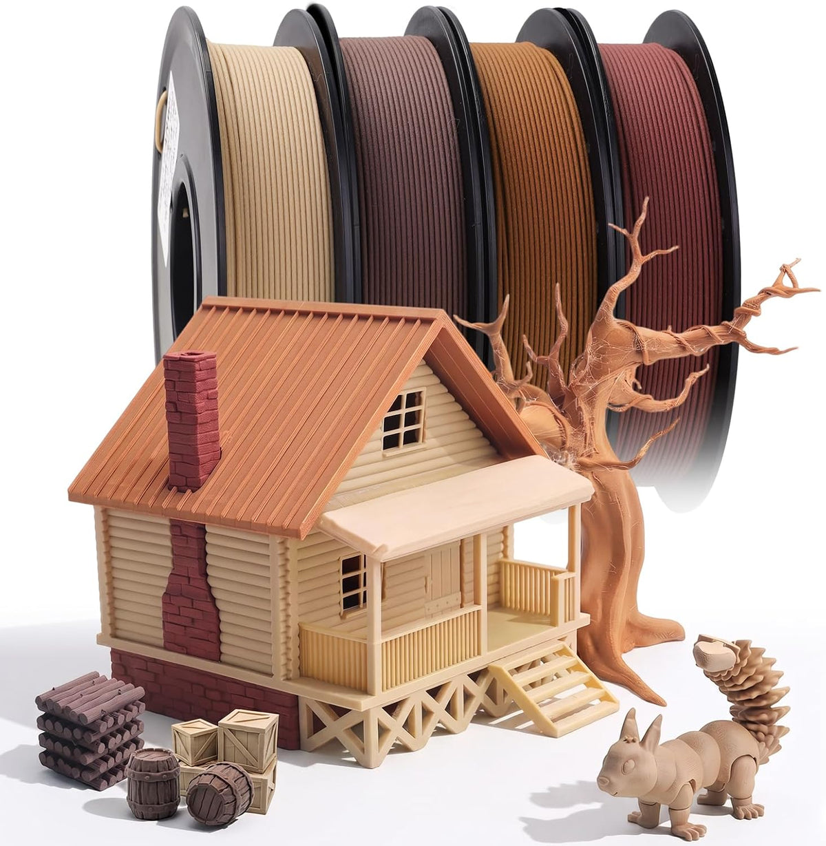 Wood PLA Filament Bundle 250g*4 Pack 3D Printer Filament PLA Bundles