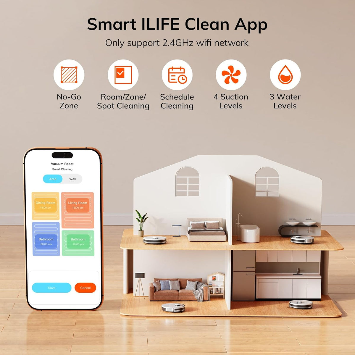 ILIFE A30 Pro Robot Vacuum and Mop,10000Pa Max Suction, Self-Emptying