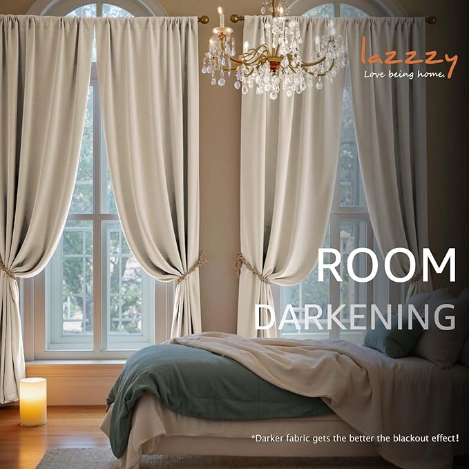 Lazzzy Velvet Blackout Extra Long Curtains Thermal Insulated Room Window Drapes