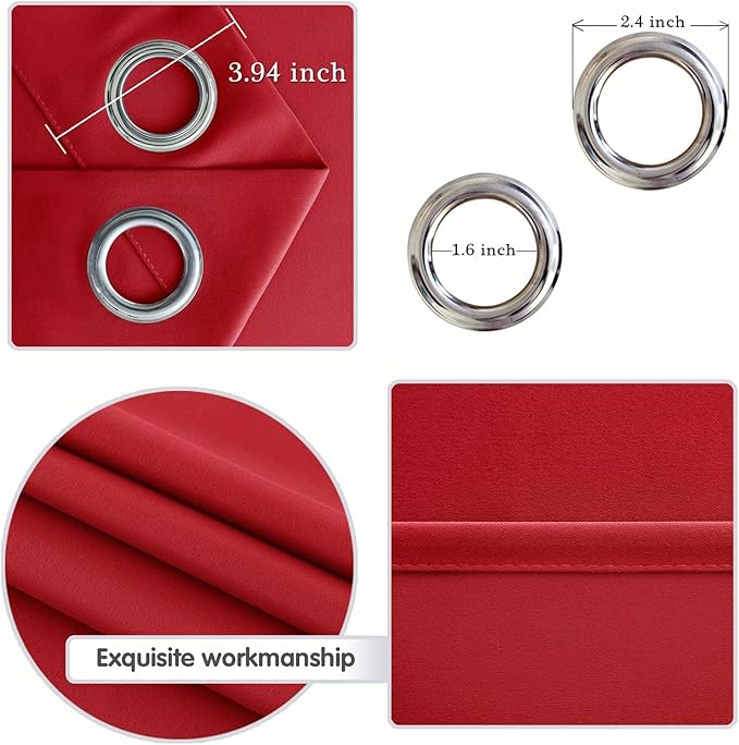 DWCN Christmas Curtains 84 Inches Long, Sliding Glass Door, Solid Grommet Panels