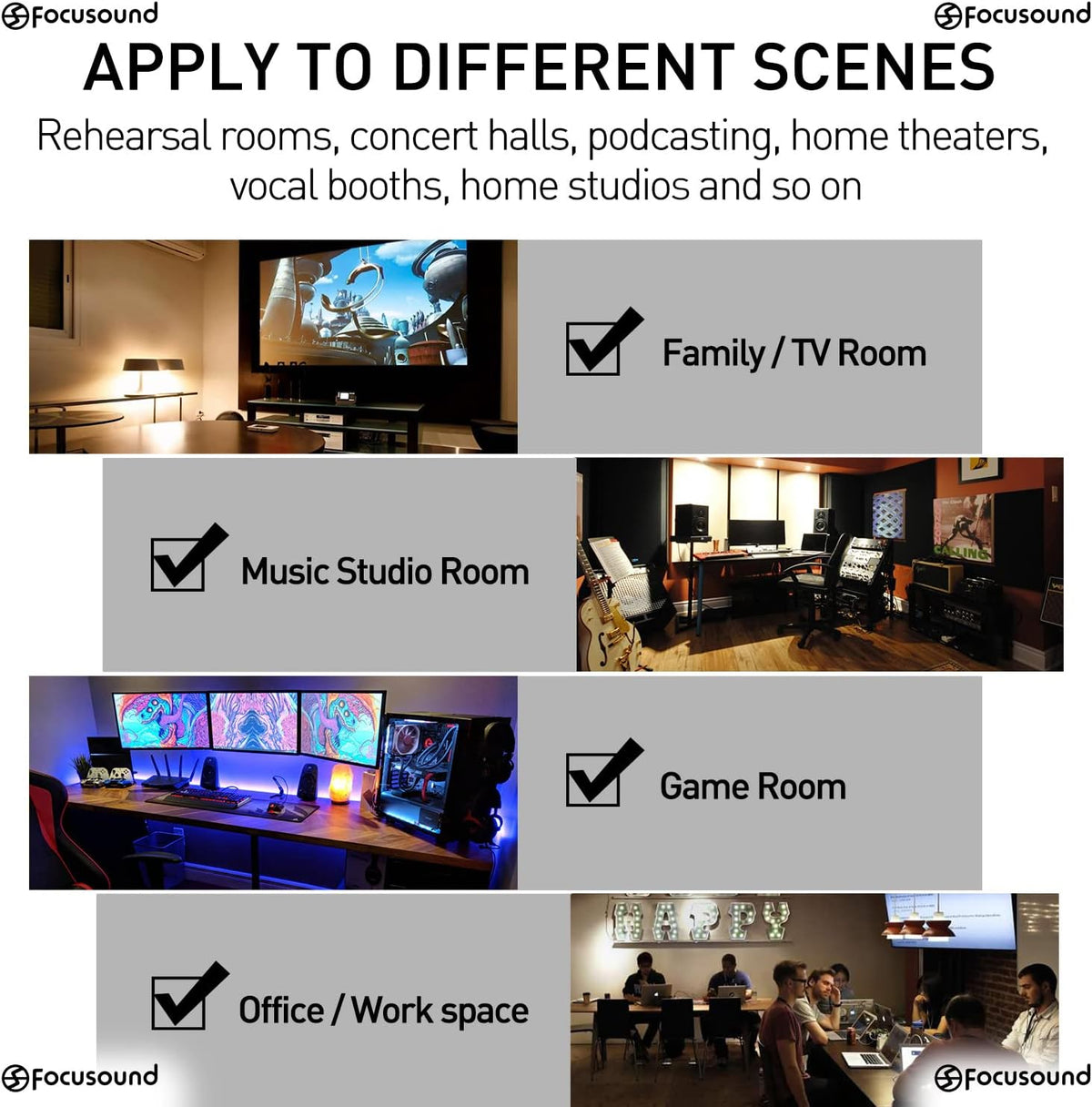 Focusound 50 Pack Acoustic Foam Panels 1" x 12" x 12" Sound Pr...
