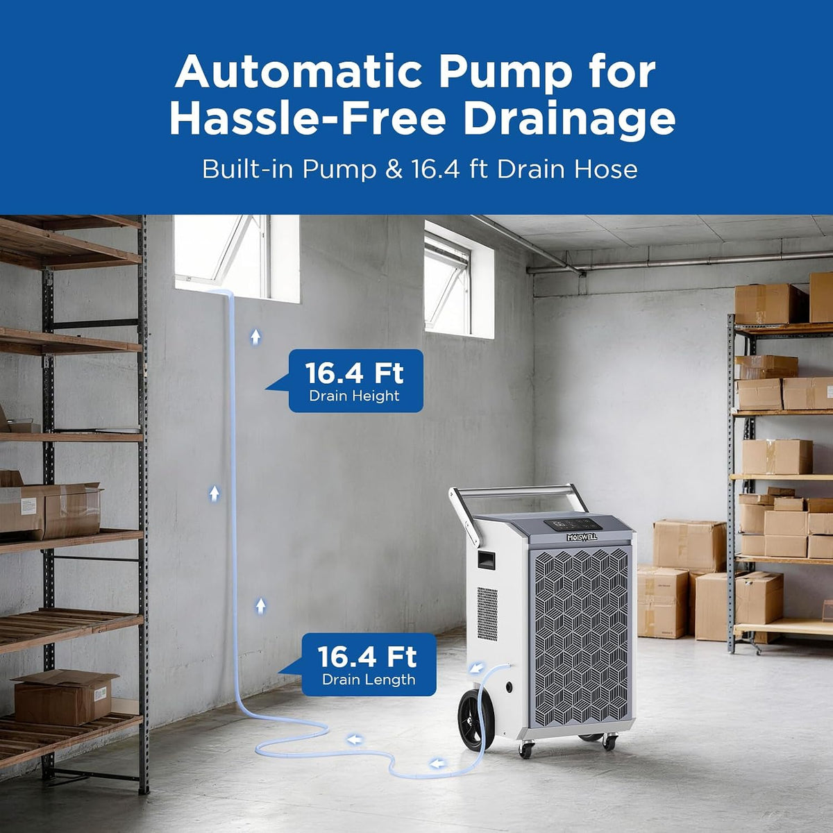 200 Pints Commercial Dehumidifier with Pump for Basements