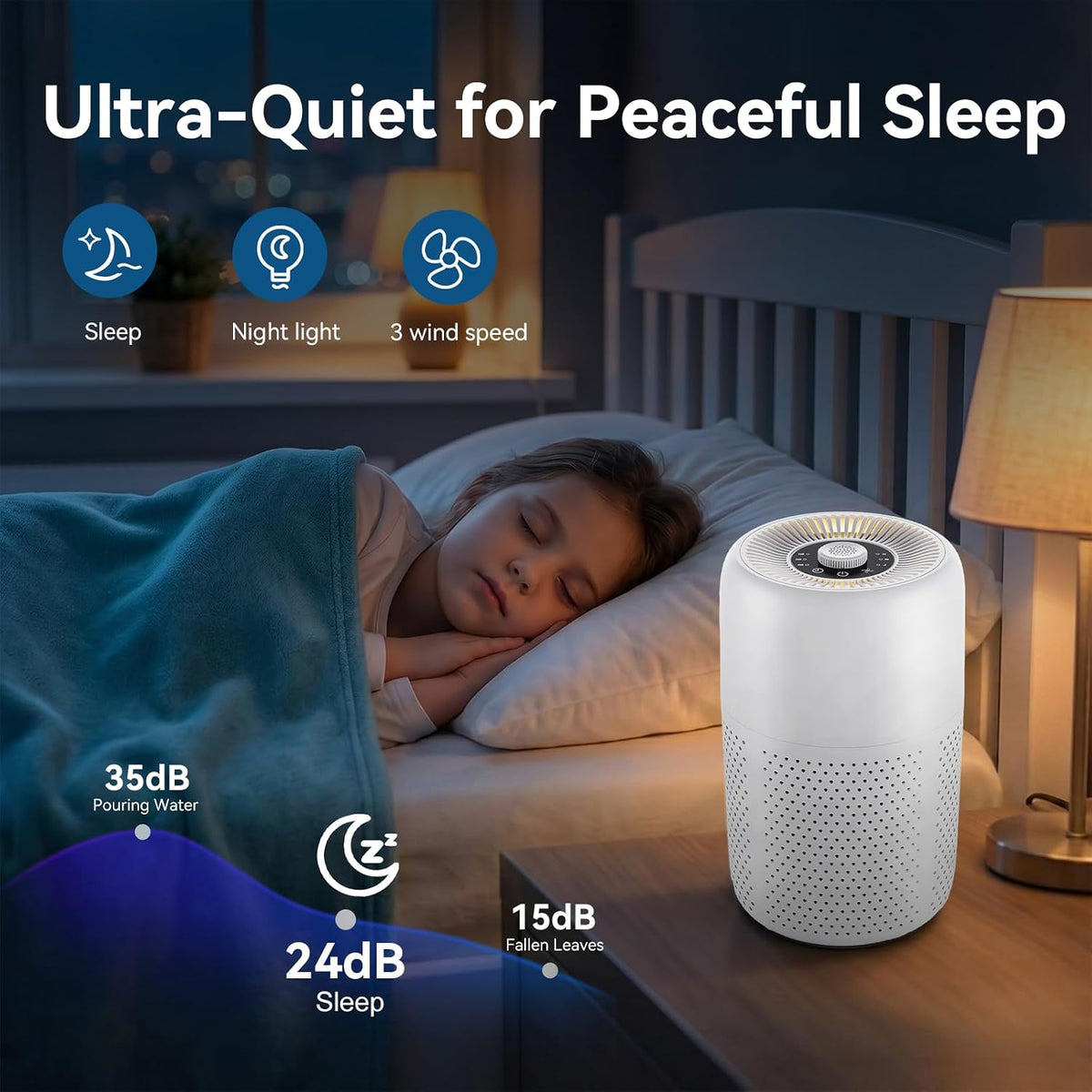 YARIKI Air Purifiers for Bedroom,High Efficiency Up to 450 Ft²