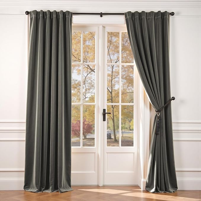 Lazzzy Velvet Blackout Curtains Thermal Insulated Room Window Drapes Super Soft