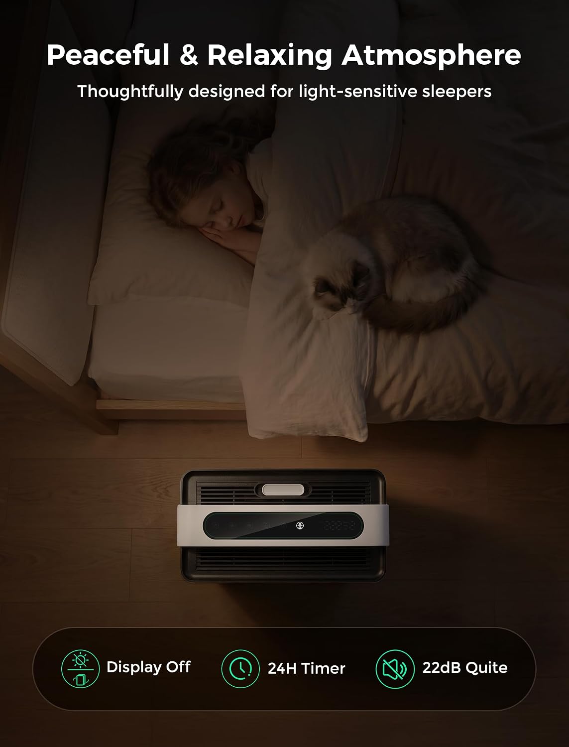 Pet Air Purifier for Home Dual-Sided Intake, High-Activated Carbon