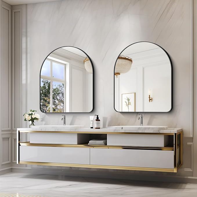 Arched Bathroom Mirror, Wall Mounted Mirror, Living Room, Hanging or Leaning