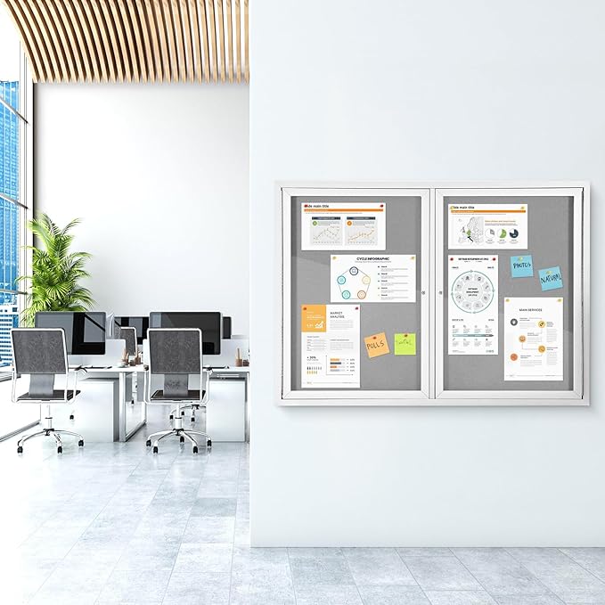 Outdoor Bulletin Board Weatherproof 48x34 in, Enclosed Bulletin Board