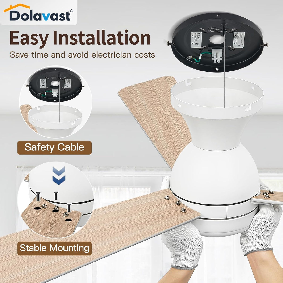 Ceiling Fans with Lights, 48 inch Low Profile Ceiling Fan with Light and Remo...