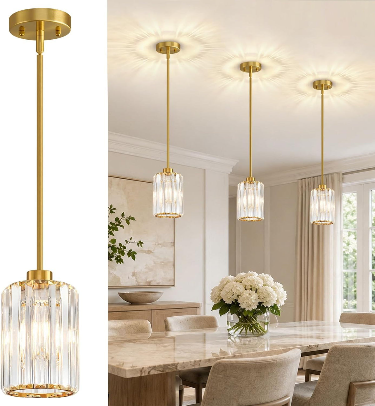 MQMQA Island Pendant Lights Kitchen Island 3 Pack Hanging Light Fixture