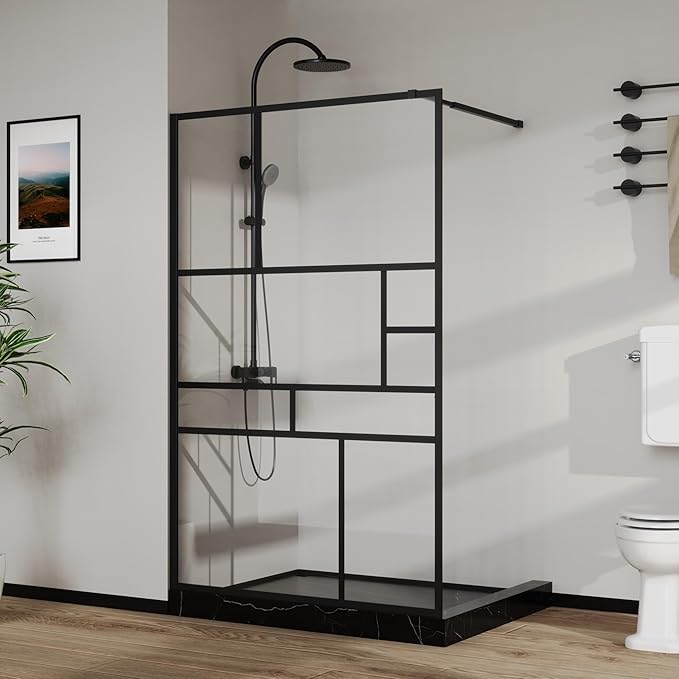 Goodyo 46 in. W x 72 in. H Bathroom Shower Glass Door Framed Tempered Clear (...