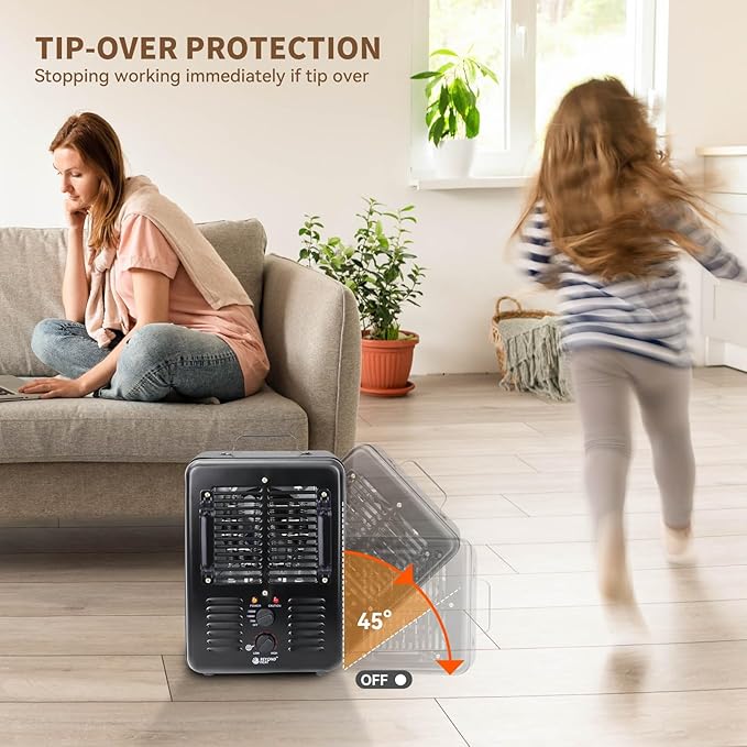 Milkhouse Space Heater, 1300W/1500W Electric Heater (2 Packs)