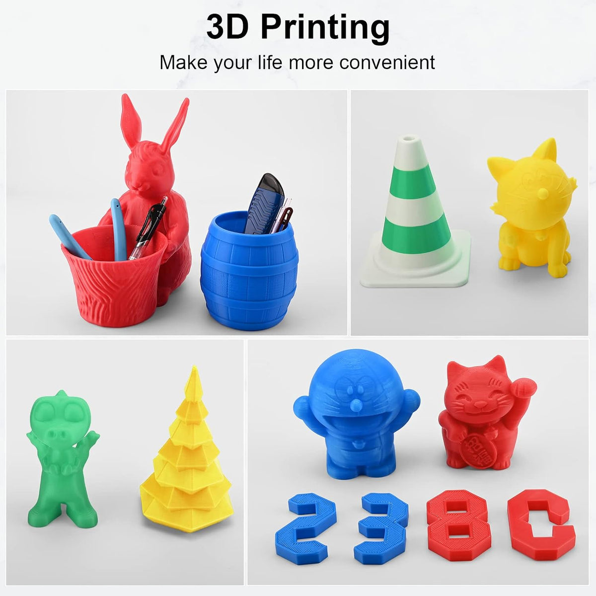 ENTINA 4 Colors PLA 3D Printer Filament Bundle, PLA Filament 1.75 mm for 3D P...