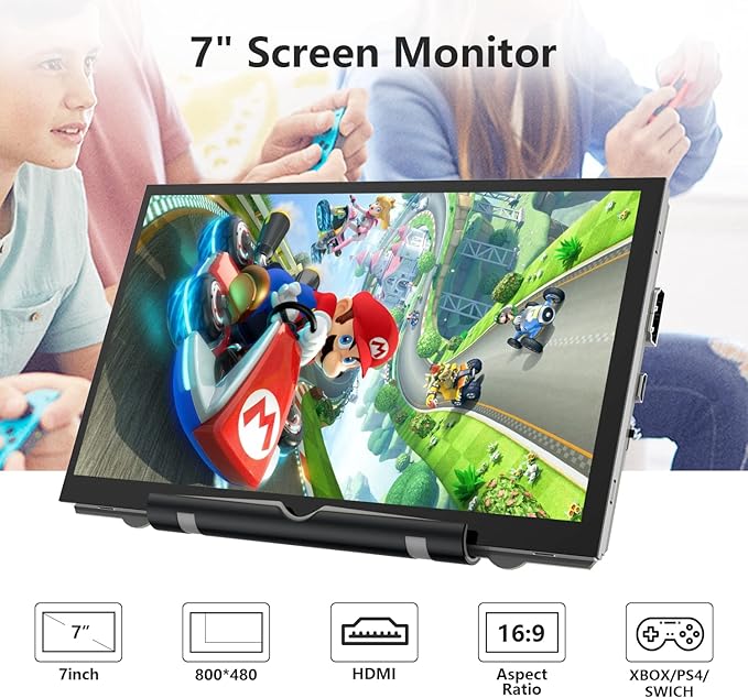 HAMTYSAN Raspberry Pi Screen, 7 Inch Portable Monitor External Display 800x480