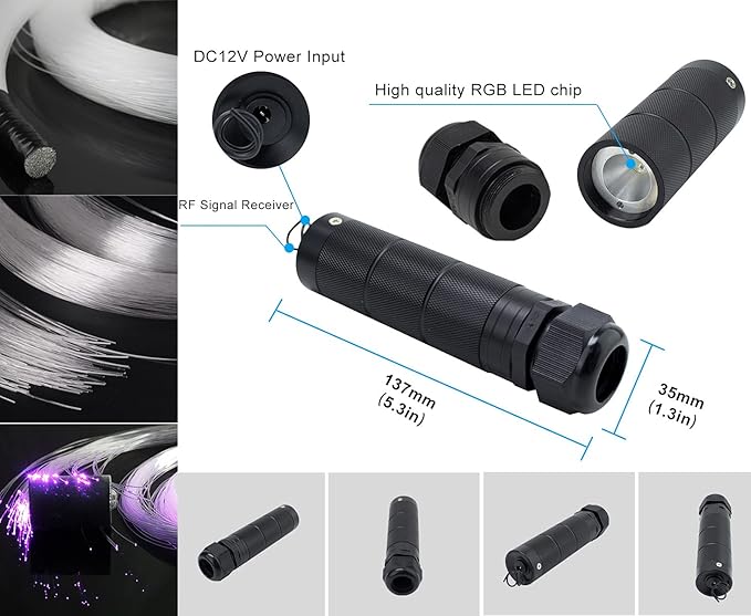 AZIMOM 6W Bluetooth/APP Control RGBW Fiber Optic Lights Star Ceiling Kit Sens...