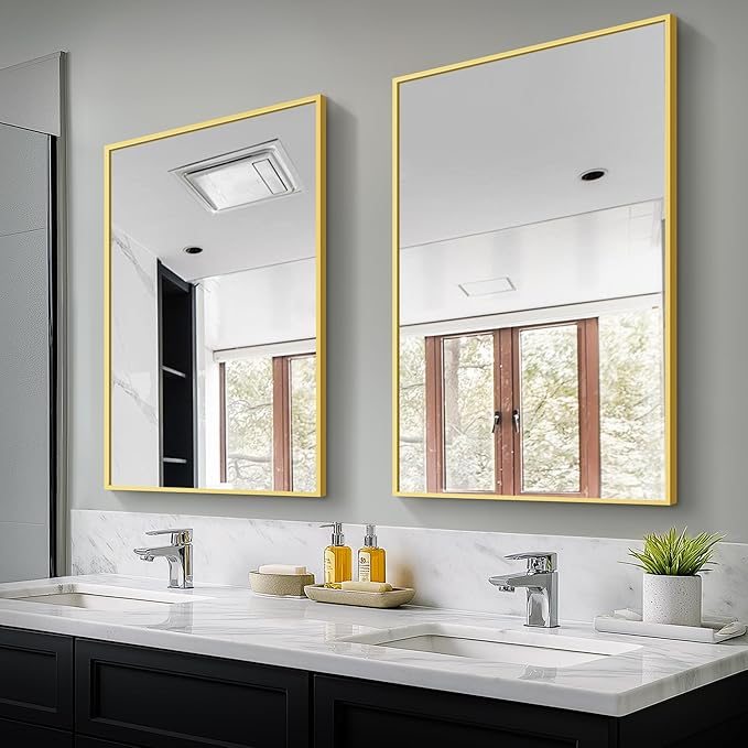 Bathroom Vanity Mirror for Wall, 2 Pack 36" x 24" Metal Framed Rect...