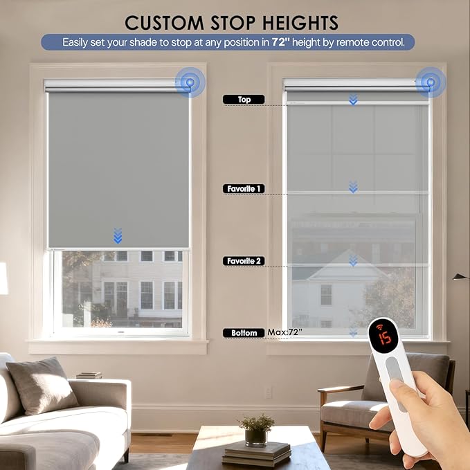 Motorized Blinds with Remote Control【Solar Panel Included】 Tin Grey, 33¾&quot...