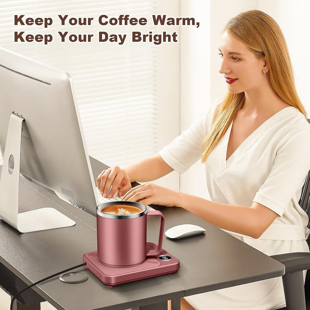 Coffee Mug Warmer Set for Desk, Coffee Warmer & 16oz Heated Mug