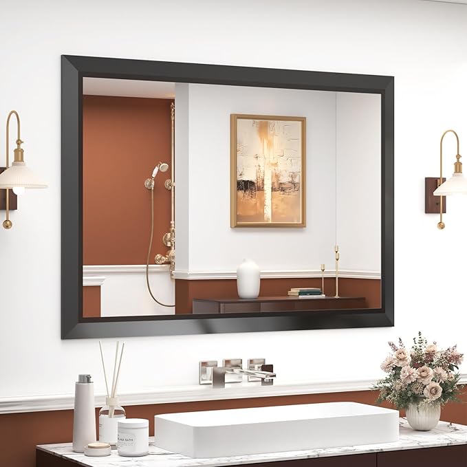 SMIROR Matte Black Bathroom Mirror