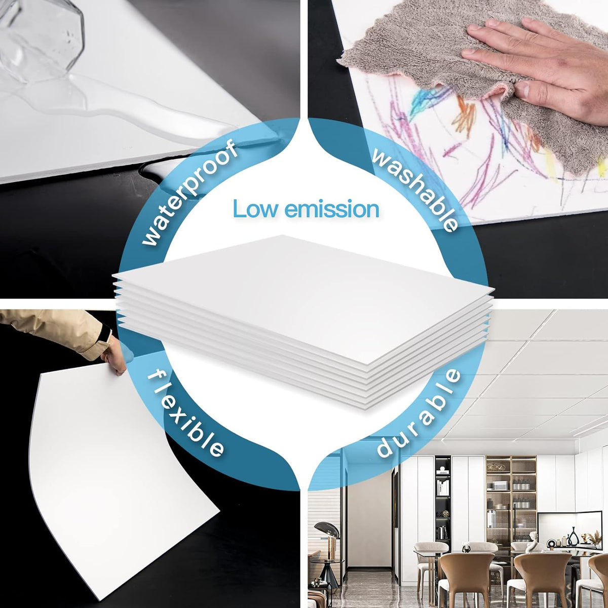 Art3d 10-Pack Smooth Drop Ceiling Tiles, No Sag and Breakage, White