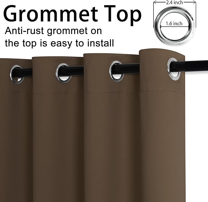 JIUZHEN Brown Blackout Curtains