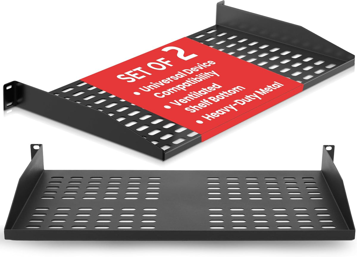 Pyle 2-Pc 1U Server Rack Shelf, Vented Shelves for Good Air Circulation, Cant...