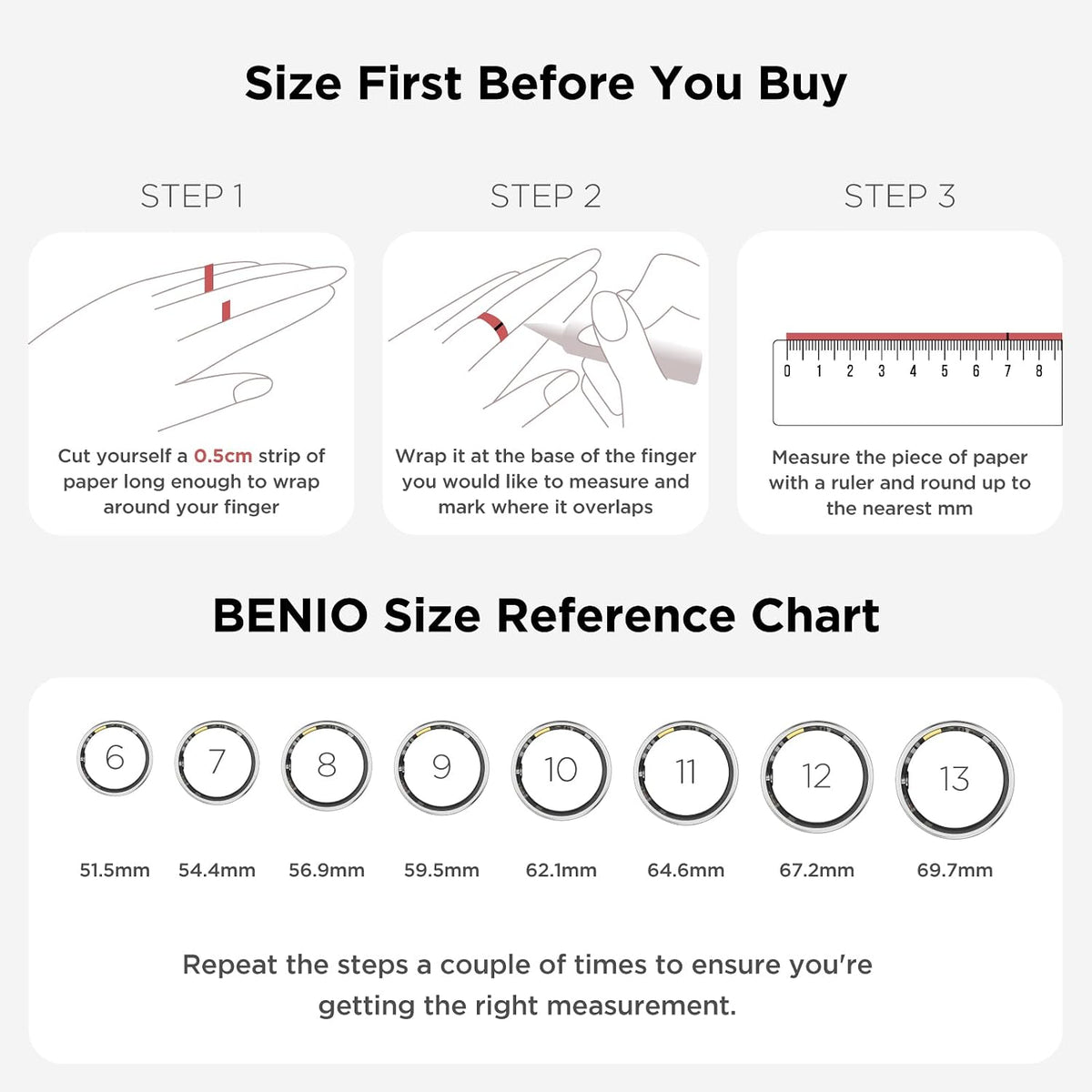 BENIO Gen2 Smart Ring for Women Men Sleep Health Fitness Tracker