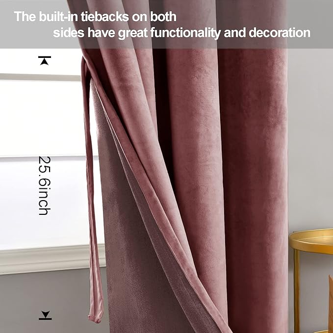 JIUZHEN Wild Rose Velvet Curtains 63 inches Blackout Curtains