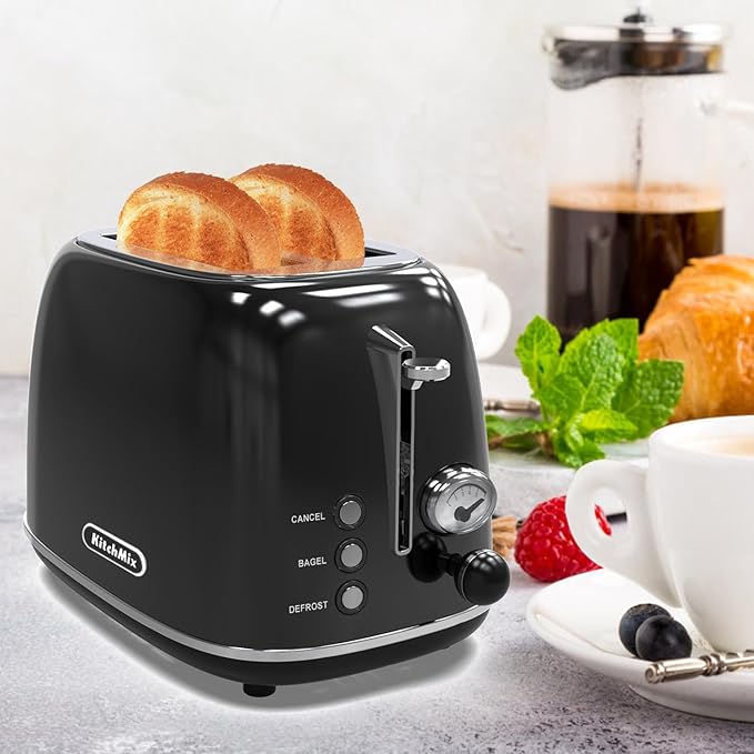 Toaster 2 slice, Retro Stainless Steel Toaster