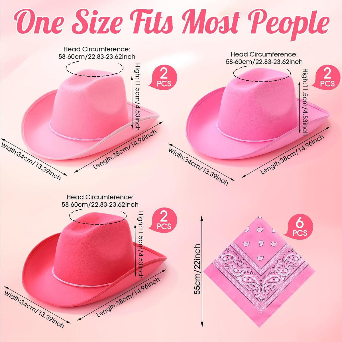 Coume 12 Pcs Adutls Cowboy Hats with Bandanas
