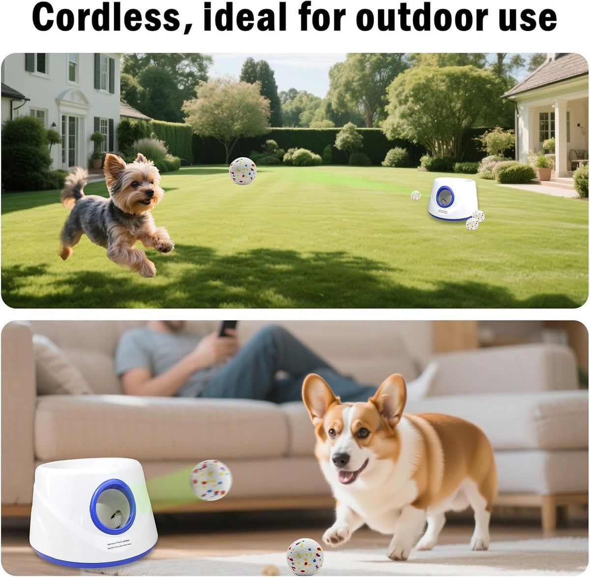 Automatic Dog Ball Launcher,Adjustable Distance Hands‑free Dog Ball Thrower