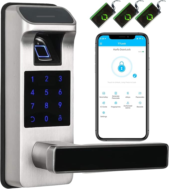 Harfo Smart Door Lock, Heavy Duty 5 in 1 Keyless Entry Door Lock, Full App