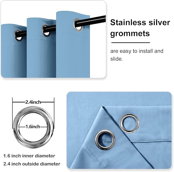 DWCN Blackout Curtains Room Darkening Thermal Insulated Grommet Light Blocking
