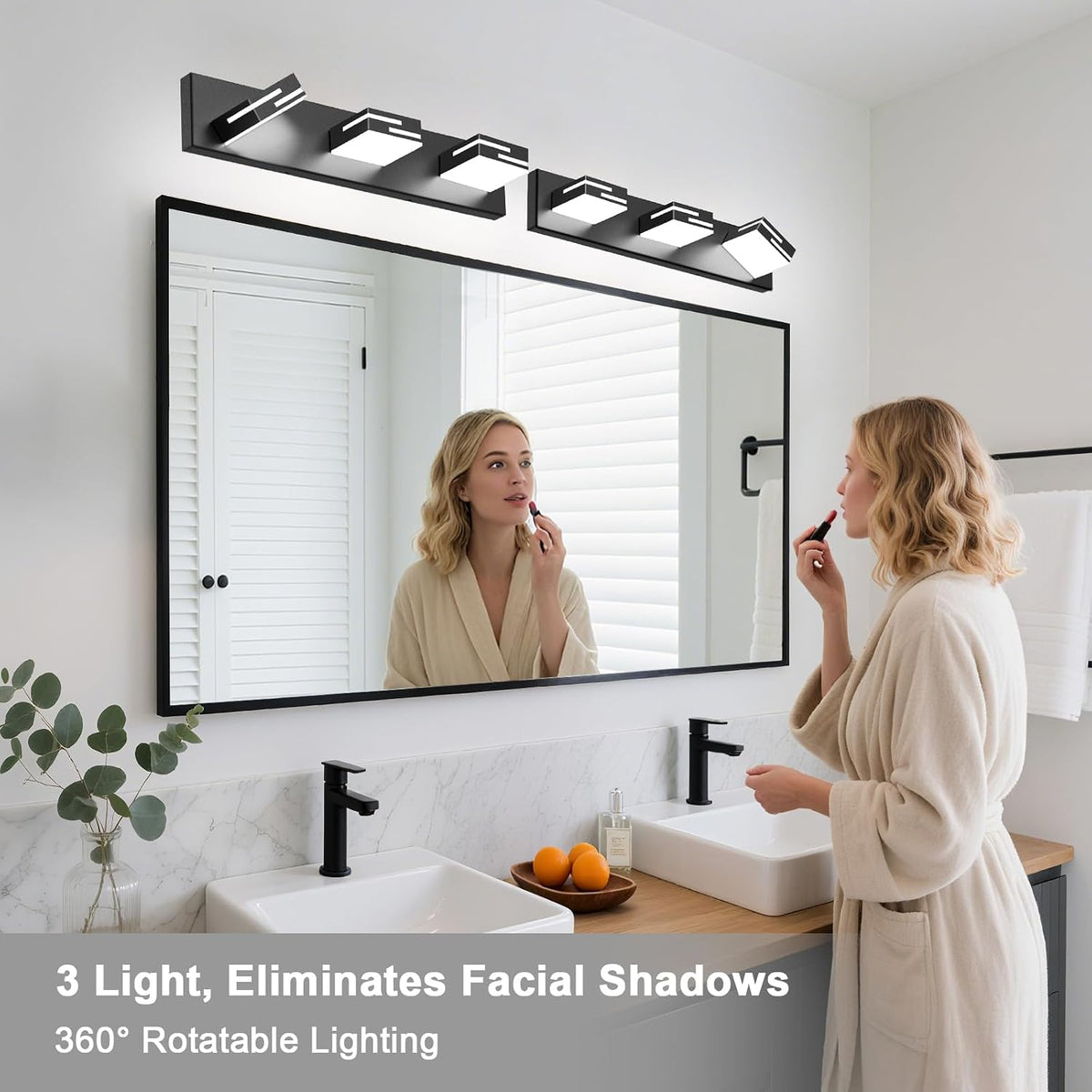 LED Modern Bathroom Vanity Light Fixtures, Dimmable Matte Black Vanity Lights...
